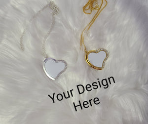 Custom Silver Bling Heart Necklace